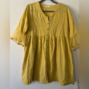 Bombay Paisley Mustard Floral Embroidered Dress